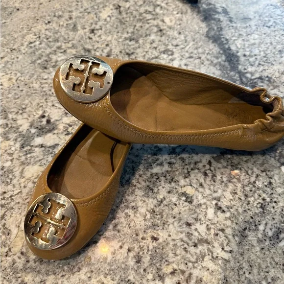 Tory Burch Brown Loafers with Silver Emblem - Picture 3 of 3